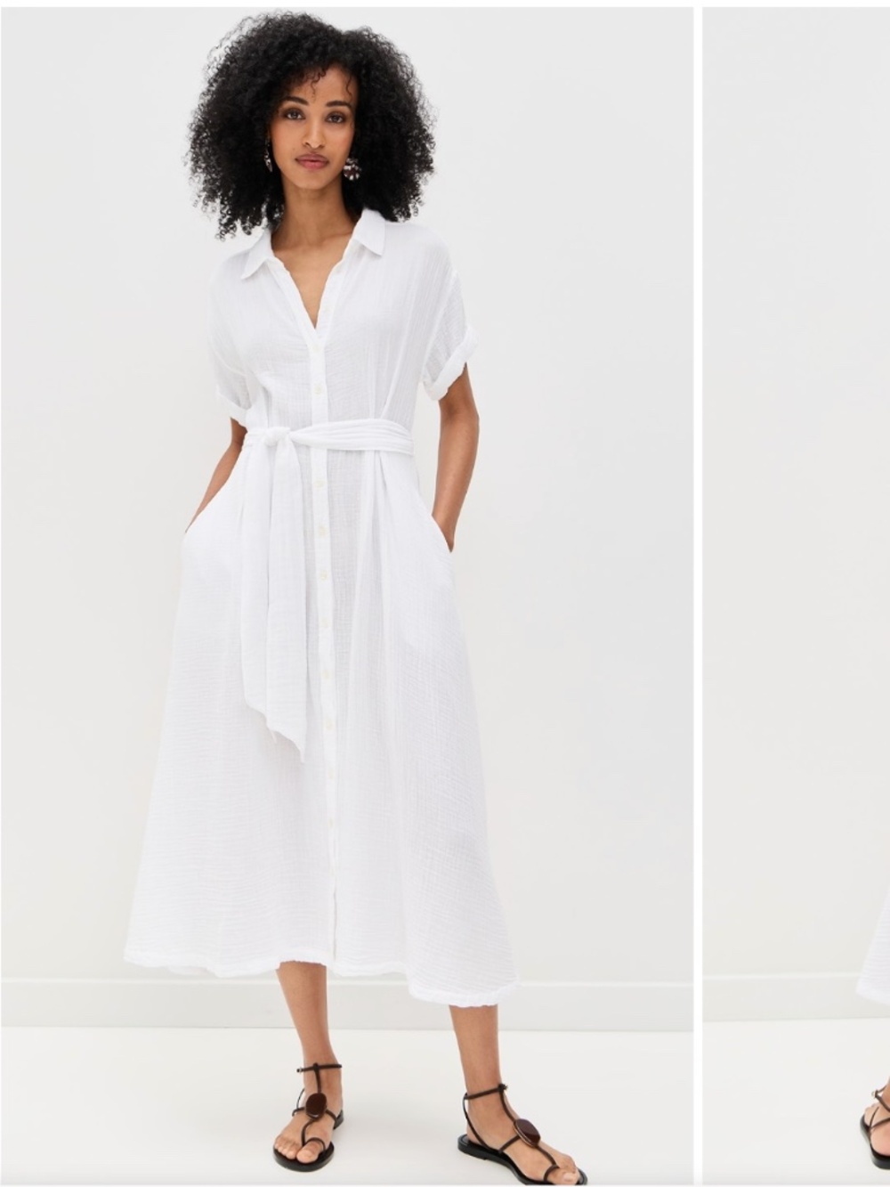Xirena Caylin White Cotton Gauze Midi Shirt Dress New S